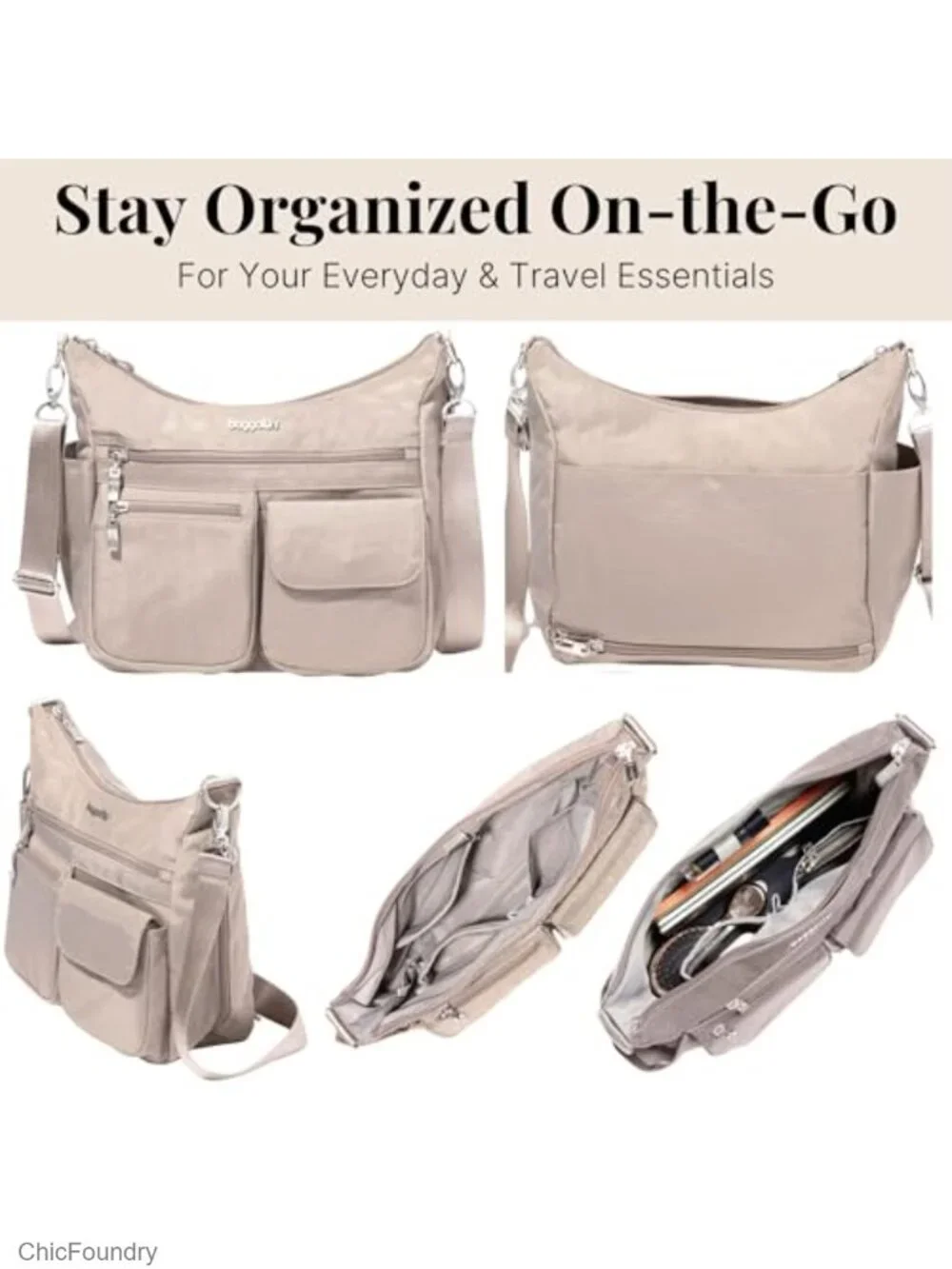 Nylon RFID Hobo Crossbody Bag Adjustable Strap Lightweight